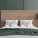 EMMA + OLIVER Frenti Full Size Wooden Headboard Only, Herringbone Patterned Adjustable Headboard in Light Brown EMMA + OLIVER