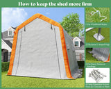 AMERLIFE 8x10x8 FT Heavy Duty Portable Shed Storage Shelter, Outdoor Storage Shed with 4 Waterproof Windows & Roll-up Zipper Door, Carport for Motorcycle, Bike, Grey AMERLIFE