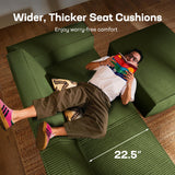 Marsail Modular Sectional Sofa, 111" L-Shaped Modular Sectional Couch with Deep Seat, Freely Combinable Sectional Clound Sofa for Living Room, No Assembly, Plush Corduroy Fabric, Green Marsail