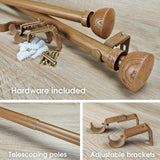 SKYPLUS LIVING Faux Wood Style Curtain Rod Set with Wood Grain Round Finial, 72-144 inch, Standard Single Drapery Rod for 1 Pack, 1 inch diameter, Adjustable Length SKYPLUS LIVING