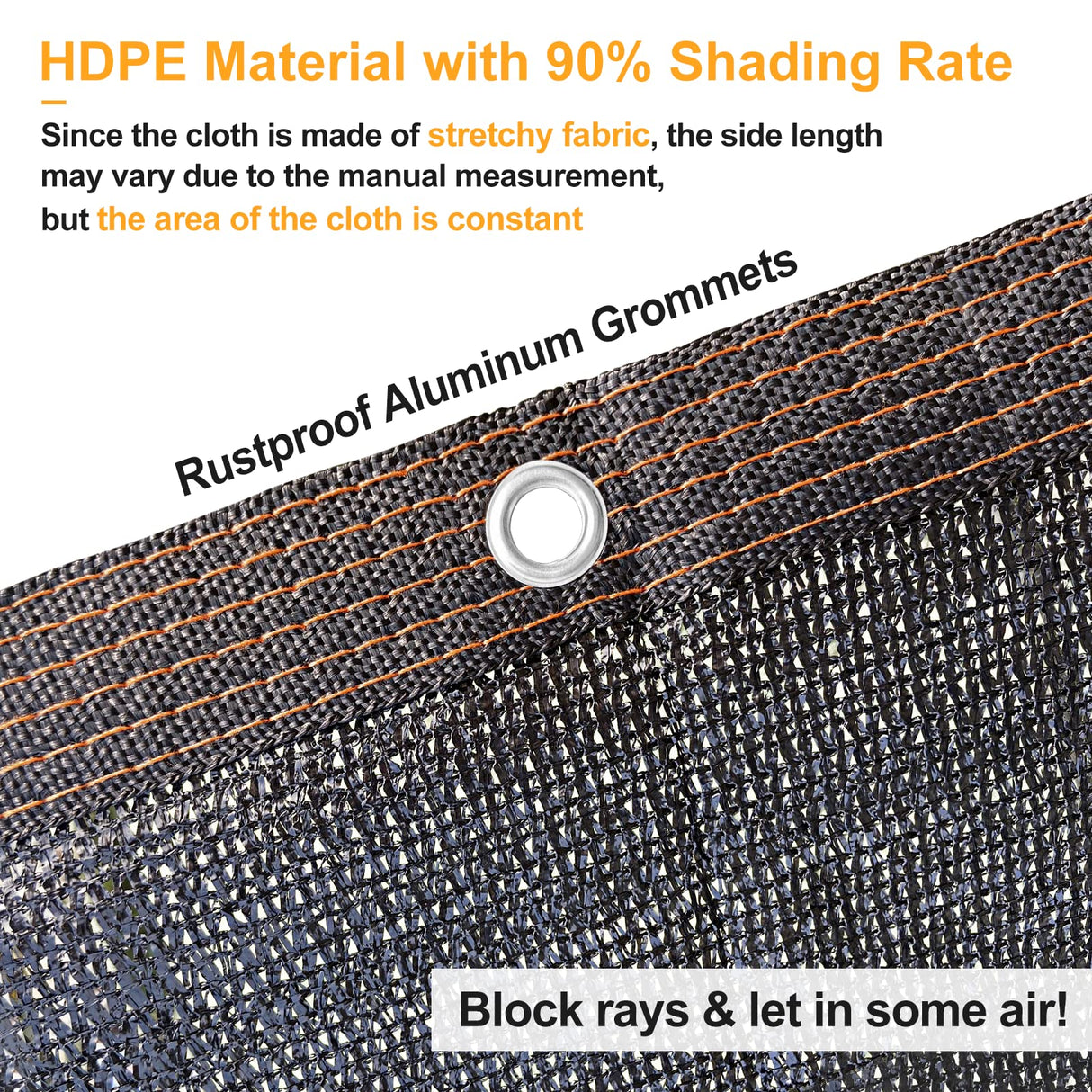 UCINNOVATE 10x10 FT Sunblock Mesh Shade, 90% Sun Shade Cloth Fabric Plants Shade Screen Netting with Grommets, Durable Sunshade UV Resistant Fabric for Pergola Patio Lawn Garden Deck or Dog Kennel UCINNOVATE