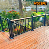 Wocepu 4 pcs 4x4 (Actual: 3.5"x3.5") Aluminum Deck Post Base Cover, for Deck railings, Stairs, Patios, Porches Split Deck Post Skirt (Black) WOCEPU