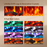 PuraFlame Bernice 72 Inch Smart Linear Electric Fireplace - Clean Hidden Vent Design, Flame with 9 Colors, Recessed in-Wall or Wall-Mount or Free Standing, Compatible with Alexa and Google Assistant PuraFlame