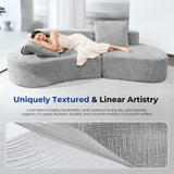 HOMRELEXA 98" Curved Couch with Half Moon Design, Sofa Bed with 2 Throw Pillows & 4 Seaters for Living Room, Office & Apartment,No Assembly Needed(Light Grey) HOMRELEXA