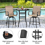 Yaheetech Metal Frame Patio Bar Table Tempered Glass, Height High Top Outdoor Pub Height Bistro Square Glass Side Table for Balcony Backyard Poolside, Black Yaheetech