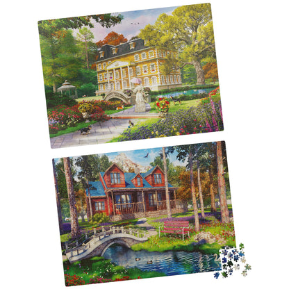 2-Pack of 1000-Piece Jigsaw Puzzles, Pine Cabin & Summer Estate | Puzzles for Adults and Kids Ages 8+, Amazon Exclusive