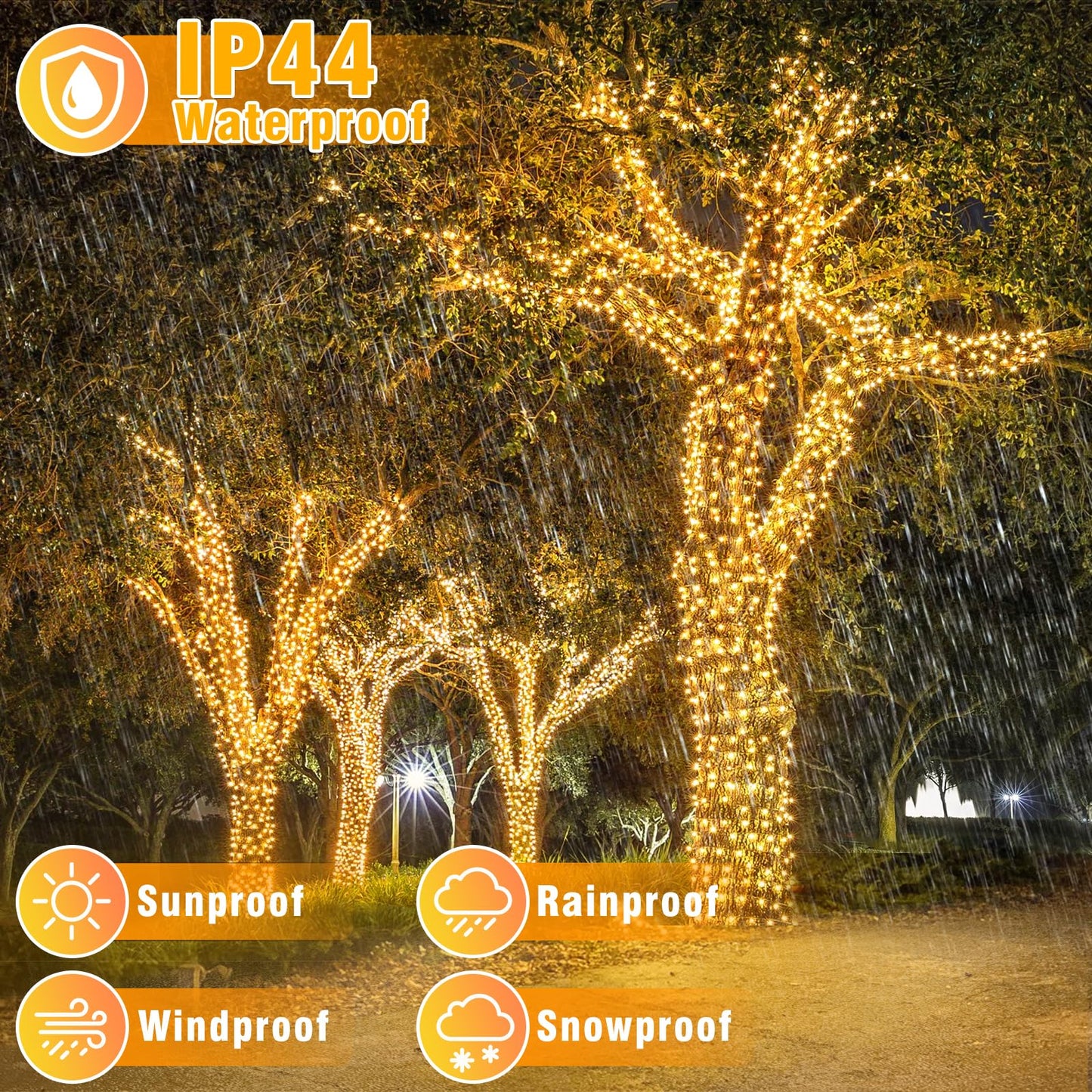 165ft Warm White Christmas Lights Outdoor, 500 LED Tree Lights Connectable Plug in 8 Modes Outside Twinkle String Lights Waterproof for House Bedroom Indoor Wall Party Wedding Holiday Decorations