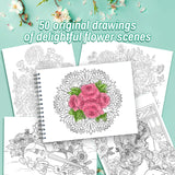 ColorIt Colorful Flowers Volume 2 Wildflowers, Gardens, and Bouquets Adult Coloring Book, 50 Original Designs, Thick Paper, Spiral Binding, USA Printed, Lay Flat Hardback Book Covers, Blotter Paper ColorIt