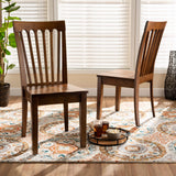 Baxton Studio Minette Dining Chair and Dining Chair Transitional Walnut Brown Finished Wood 2-Piece Dining Chair Set Baxton Studio