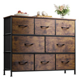 WLIVE 8 Drawer Dresser for Bedroom, Fabric Dresser with Large Storage Drawer Unit for Entryway, Chest of Drawers for Living Room, Rustic Brown WLIVE