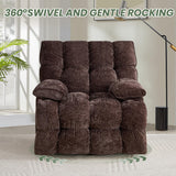 VIKAYAMICS Oversized Rocker Recliner Chair 42” Power Swivel Recliner for Living Room Overstuffed Extra Wide Rocking Recliners with Breathable Soft Fabric Up to 400lbs(Manual Brown) VIKAYAMICS