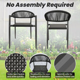 Erotr 8 Pcs Stackable Dining Chairs, Aluminum Rattan Outdoor Dining Chair with Arms, Woven Rope Patio Armchair Metal No Assembly for Bistro Garden Balcony Porch Deck Yard Cafe Restaurant, Black Erotr