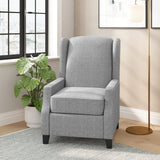 Taylor & Logan Maxfield Traditional Gray Fabric Upholstered Slim Wingback Recliner with Accent Nail Trim and Push Back Recline Taylor & Logan