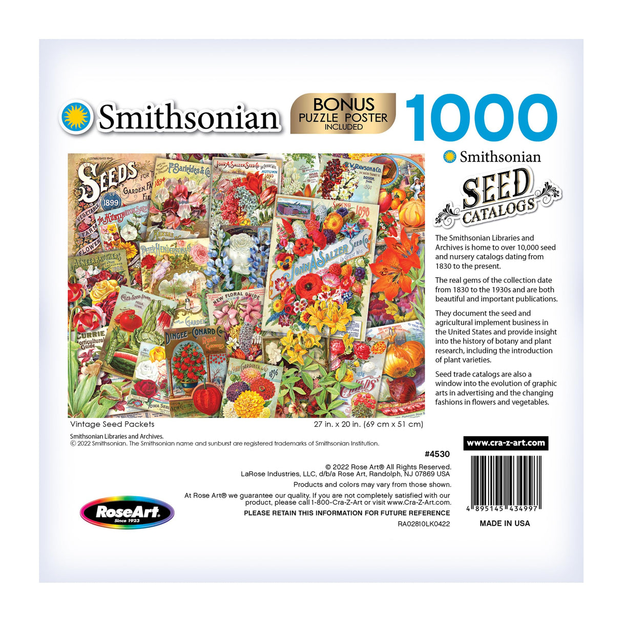 RoseArt - Smithsonian Archives Collection - Vintage Seed Packets - 1000 Piece Jigsaw Puzzle for Adults RoseArt