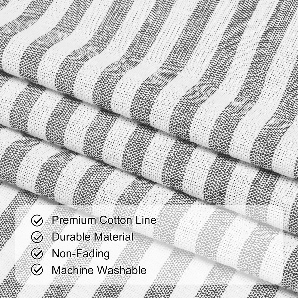 ASPMIZ Cotton Linen Kitchen Valance Curtains, Boho Rustic Button Linen Valances for Windows Farmhouse, Grey Stripe Valance Window Topper Treatment, Window Valances for RV Bathroom Cafe, 52 x 18 Inch ASPMIZ