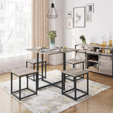 Yaheetech Dining Table Set for 4 Industrial Kitchen Table with 4 Chairs, Space-Saving Design for Apartment, Small Space, Breakfast Nook, Gray Yaheetech