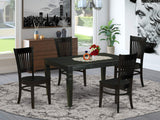 East West Furniture WEVA5-BLK-W Weston 5 Piece Room Set Includes a Rectangle Wooden Table with Butterfly Leaf and 4 Kitchen Dining Chairs, 42x60 Inch, Black East West Furniture
