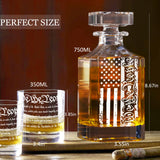 Whiskey Decanter Set for Men, We The People Decanter Set with Glasses, Engraved American Flag Decanter for Liquor Bourbon Gifts for Men Unique Birthday Father's Day Gifts for Men Dad YJGS