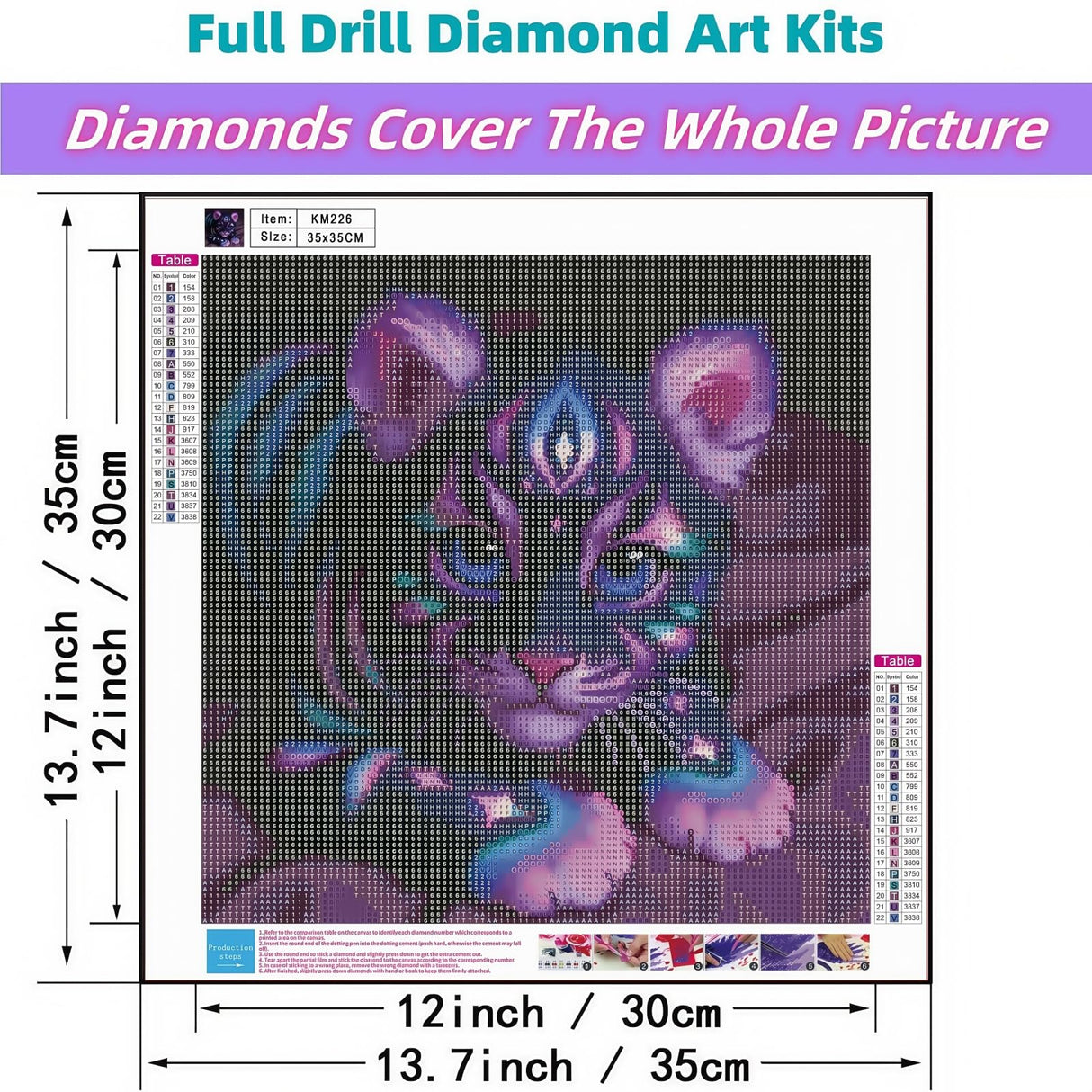 JYXSJYYD 5D DIY Tiger Diamond Art Kits for Adults,Purple Tiger Diamond Paintings Kits for Beginners,Paint by Diamonds Dot Full Drill Gem Art Crafts,Home Wall Decoration 13.8x13.8 Inches JYXSJYYD