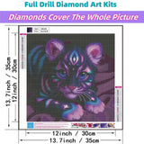 JYXSJYYD 5D DIY Tiger Diamond Art Kits for Adults,Purple Tiger Diamond Paintings Kits for Beginners,Paint by Diamonds Dot Full Drill Gem Art Crafts,Home Wall Decoration 13.8x13.8 Inches JYXSJYYD