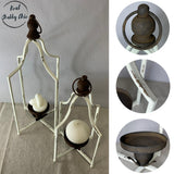 12.5" & 16.5" Timeless Cozy Decorative Lanterns Set of 2, Handcrafted Metal Iron Candle Holders, Farmhouse Elegance Fireplace Mantel Table Festive Gatherings Decor Fenisam