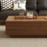 Mid-Century Modern Expandable Coffee Table, 47.2"-81.8" Adjustable Walnut Center Table with Large Hidden Storage for Living Room NessCarsti
