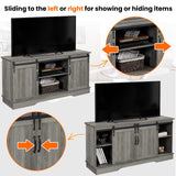 Yaheetech Farmhouse TV Stand for 65'' TV, Wooden Tall Entertainment Center with Sliding Barn Door & Height Adjustable Shelves for Living Room, Grey Wash Yaheetech