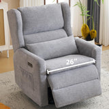 Rhevoy Oversized Swivel Rocker Recliner Chair, 26" Extra Wide Glider Nursery Chair with Adjustable Headrest, Chenille Power Recliner Rocking with Double Cushion, Cup Holder, Grey Rhevoy
