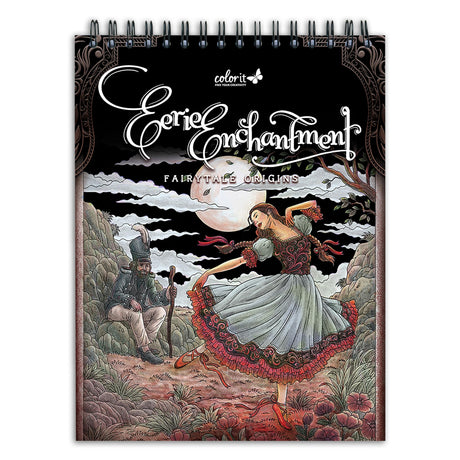 ColorIt Eerie Enchantment: Fairytale Origins Spiral Bound Adult Coloring Book, 50 Drawings of Bewitched Fantasy, Fable & Princess Stories, Thick Paper, Perforated Edges, Hardback Covers, & Ink Blotter ColorIt