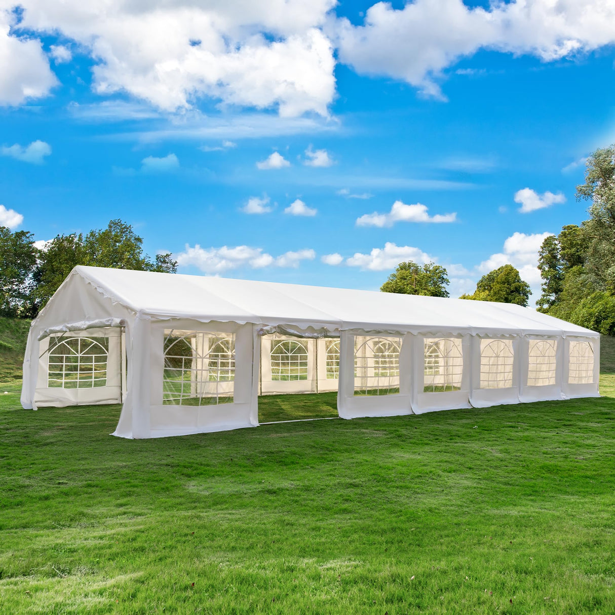 EROMMY 20x50ft Party Tent, Outdoor Wedding Tent, Heavy Duty Large Canopy Carport with Removable Sidewalls, 2 Roll-up Doors, 5 Storage Bags, Gazebo Shelter Tent for Party Event Commercials, White EROMMY