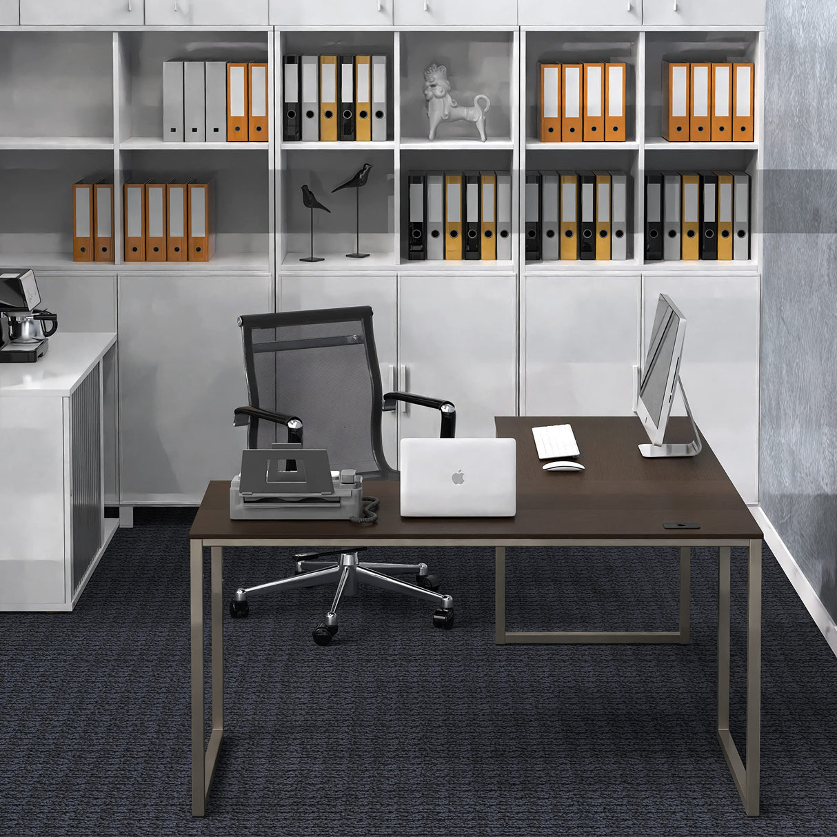 SHW Home Office 55 Inch Large L Shaped Corner Desk, 24" Deep, Espresso SHW