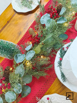 ZIFTY 6FT Christmas Garland Artificial Pine and Cypress with Red Berries Eucalyptus Leaves Pine Cone Perfect for Indoor and Outdoor Holiday Decorations ZIFTY