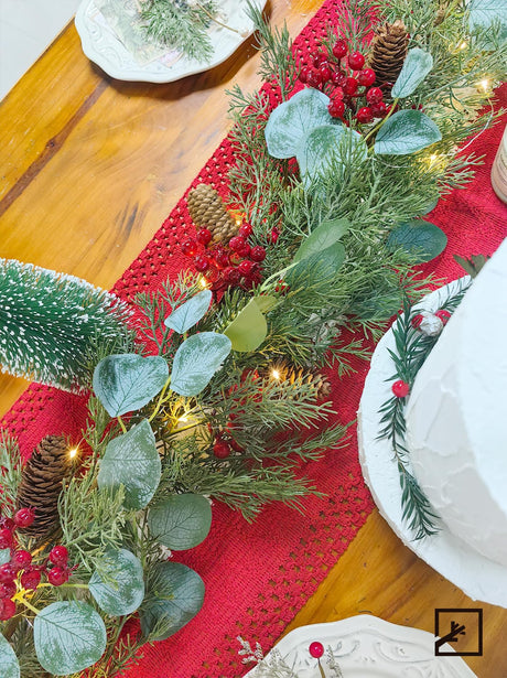 ZIFTY 6FT Christmas Garland Artificial Pine and Cypress with Red Berries Eucalyptus Leaves Pine Cone Perfect for Indoor and Outdoor Holiday Decorations ZIFTY