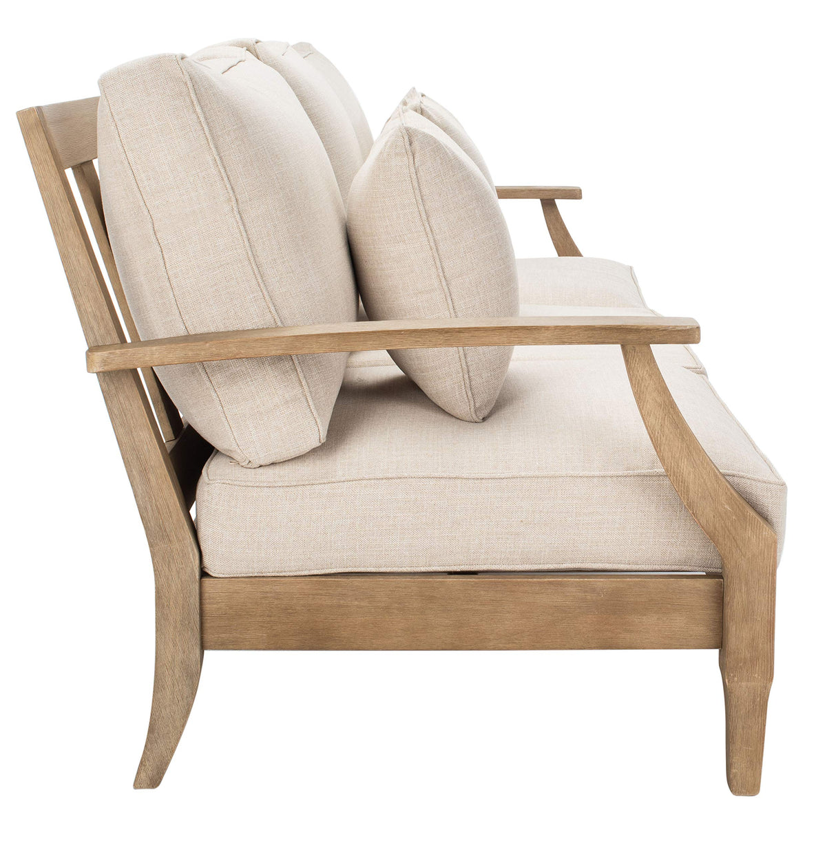 SAFAVIEH Couture Patio Martinique Natural and White Wood Outdoor Sofa, Natural/White SAFAVIEH