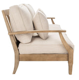 SAFAVIEH Couture Patio Martinique Natural and White Wood Outdoor Sofa, Natural/White SAFAVIEH