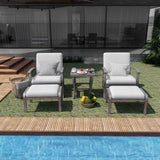 HAPPATIO 5 Piece Aluminum Outdoor Patio Furniture Set, Patio Chairs with Ottomans and Side Table, Balcony Furniture, Patio Conversation Set for Porch Garden (Gray) HAPPATIO