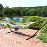 Sunnydaze Cotton Rope Double Hammock for Outside - 450-Pound Capacity Indoor or Outdoor Hammock with Spreader Bars - Natural Sunnydaze