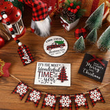 Soaoo 16 Pcs Christmas Tiered Tray Decor Christmas Gnome Plush Tray Decor Farmhouse Buffalo Plaid Wood Table Signs for Holiday Table Centerpieces Home Decorations Soaoo