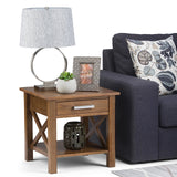 SIMPLIHOME Kitchener SOLID WOOD 21 inch wide Square Contemporary End Side Table in Medium Saddle Brown with Storage, 1 Drawer and 1 Shelf, for the Living Room and Bedroom SIMPLIHOME