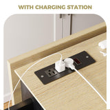 IRONCK Kitchen Island Cart with Storage, Rolling Kitchen Table with Power Outlet, Storage Cabinets on Wheels with Drop Leaf, Portable for Dining Room, Black IRONCK