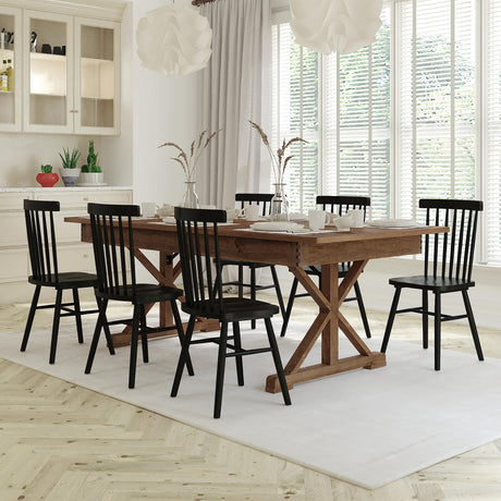 EMMA + OLIVER Elora Folding Farmhouse Dining Room Table with Crisscross Legs, Commercial Grade Rectangular Solid Pine Farm Table for 8, 7' x 40", Antique Rustic EMMA + OLIVER