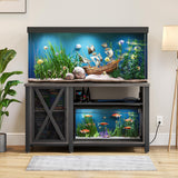 DWVO 55-75 Gallon Aquarium Stand with Power Outlets, Cabinet for Fish Tank Accessories Storage - Heavy Duty Metal Fish Tank Stand Suitable for Turtle Tank, Reptile Terrarium, 860LBS Capacity, Grey DWVO