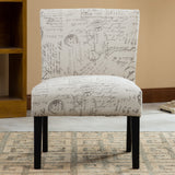 Roundhill Furniture Botticelli Fabric Armless Contemporary Accent Chair, Script Print Roundhill Furniture