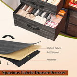 EnHomee Black Dresser with LED Lights & Power Outlets, 12 Drawers Dresser TV Stand for 60''TV for Bedroom Dresser Fabric Dressers & Chest of Drawers, Sturdy Long Dresser for Closet Living Room,Hallway EnHomee