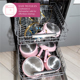 Paris Hilton Epic Nonstick Pots and Pans Set, Multi-layer Nonstick Coating, Tempered Glass Lids, Soft Touch, Stay Cool Handles, Made without PFOA, Dishwasher Safe Cookware Set, 12-Piece, Pink Paris Hilton