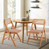 Awonde Wood Folding Chairs Set of 2 Mid Century Modern Accent Rattan Dining Chair for Kitchen Dining Room Living Room Patio Armless Foldable Chair Brown Awonde