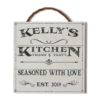 Artblox Personalized Kitchen Signs Custom Wood Sign Printed On Real Pine Wood Kitchen Wall Decor Personalized Gifts For Wife Christmas Gift Ideas Rustic Home Decor Customized Gifts - WoodArtSupply