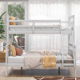 Bellemave White Twin Over Full Solid Wood Bunk Bed with Ladder and Guardrails Bellemave