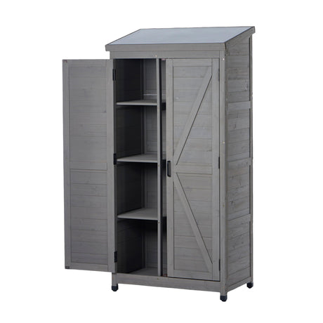 Outdoor Storage Shed With Vertical Tool Cabinet For Backyard HouseOfZazla