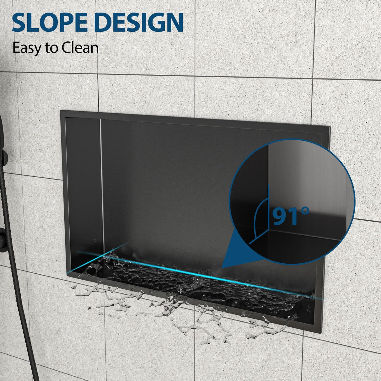 Stainless Steel Shower Niche With Seamless Design For Bathroom Storage